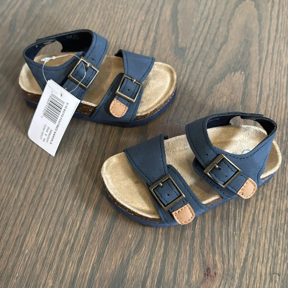 NWT Rugged Bear Toddler Navy Footbed Sandals Size 6